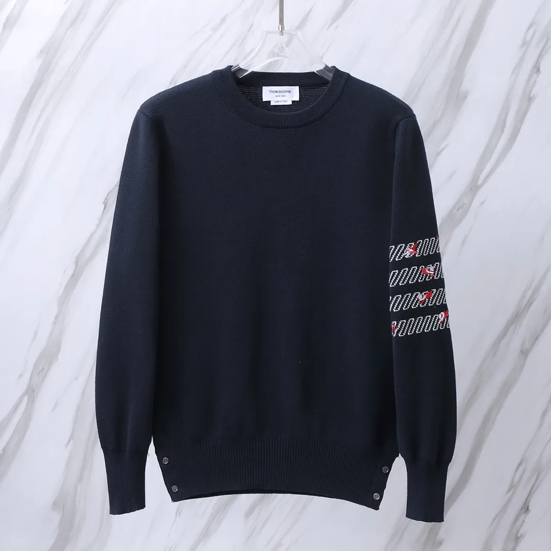Embroidered Rose 4-Bar Crew-Neck Sweater D24013104 — view 6