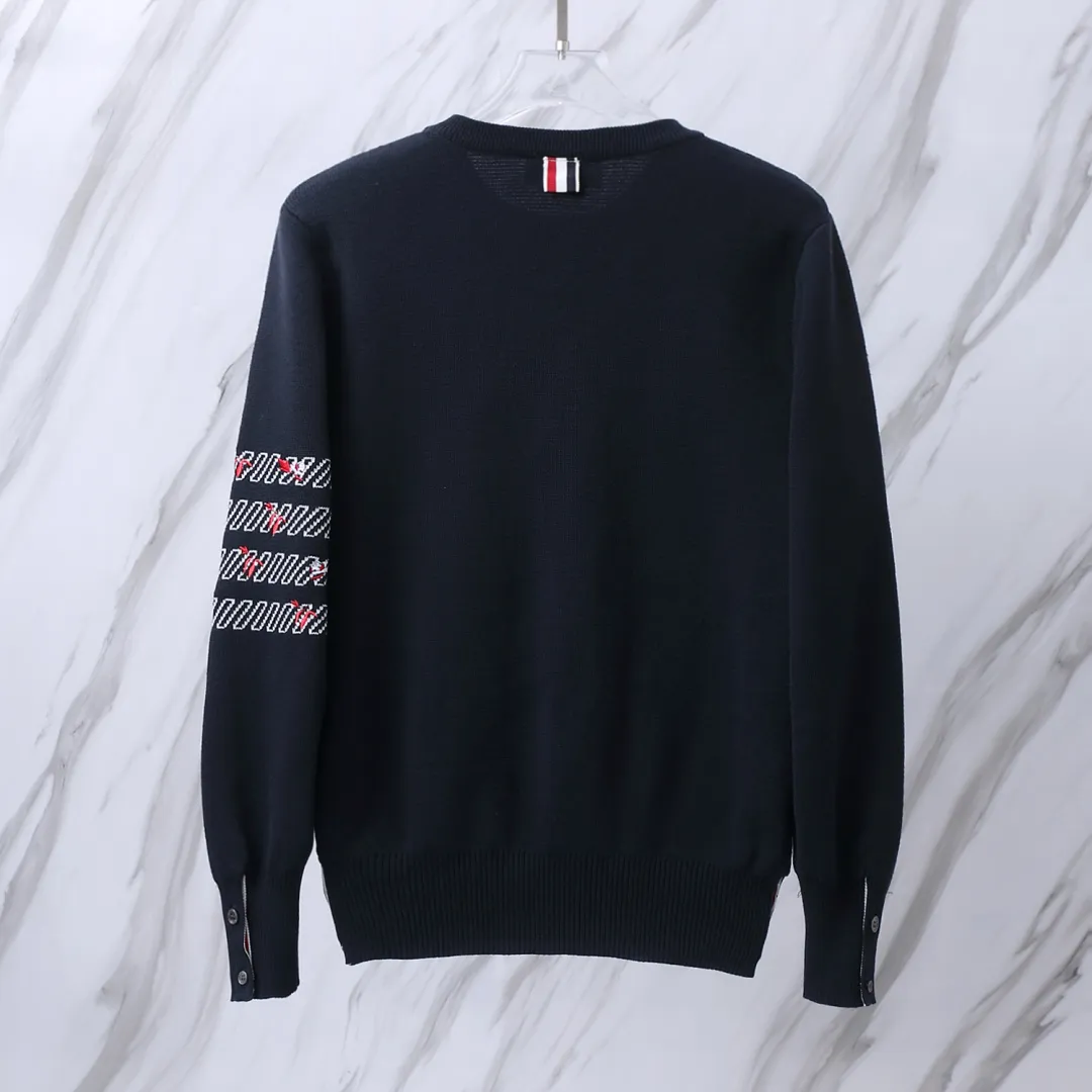 Floral Embroidery 4-Bar Crew-Neck Sweater D24013101 — view 3