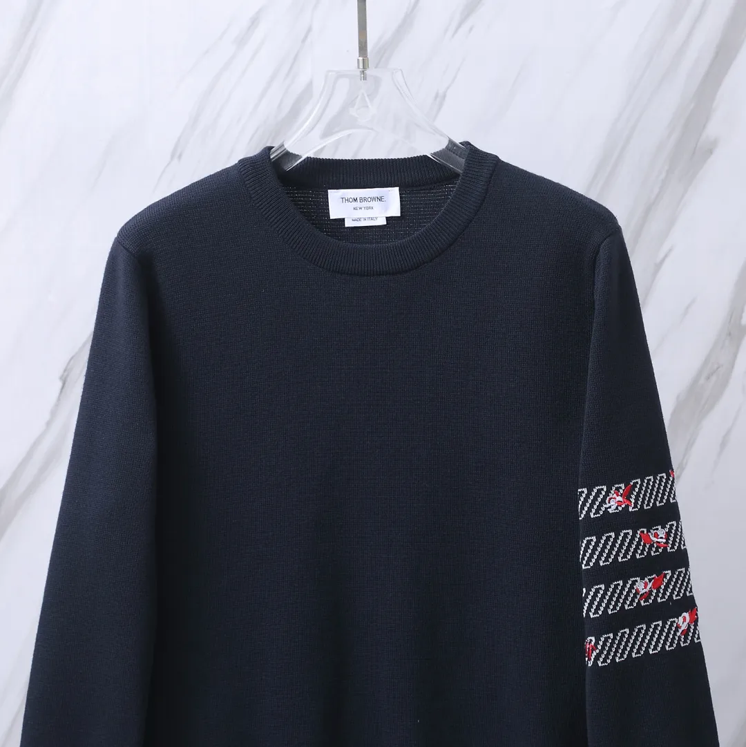 Floral Embroidery 4-Bar Crew-Neck Sweater D24013101 — view 4