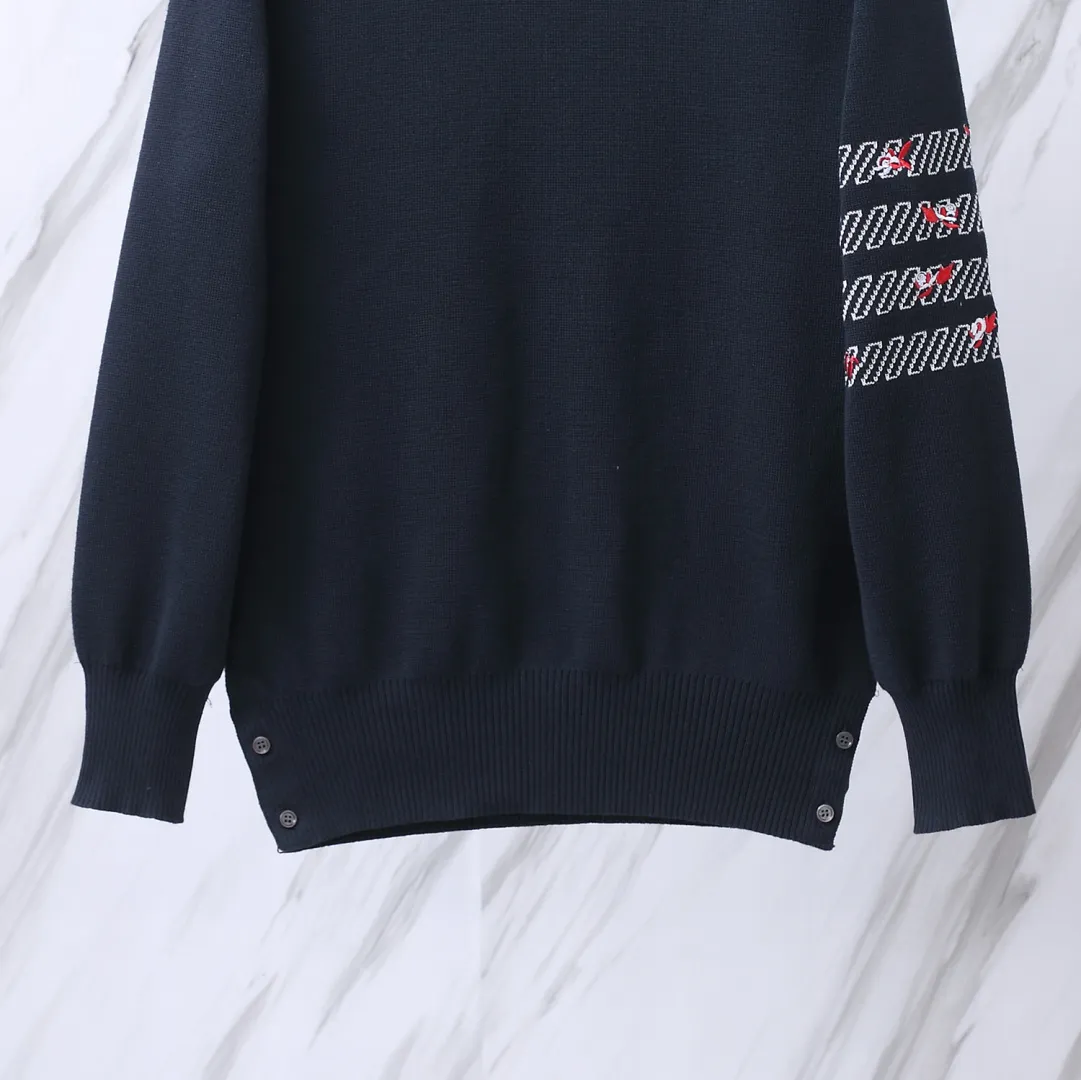 Floral Embroidery 4-Bar Crew-Neck Sweater D24013101 — view 5