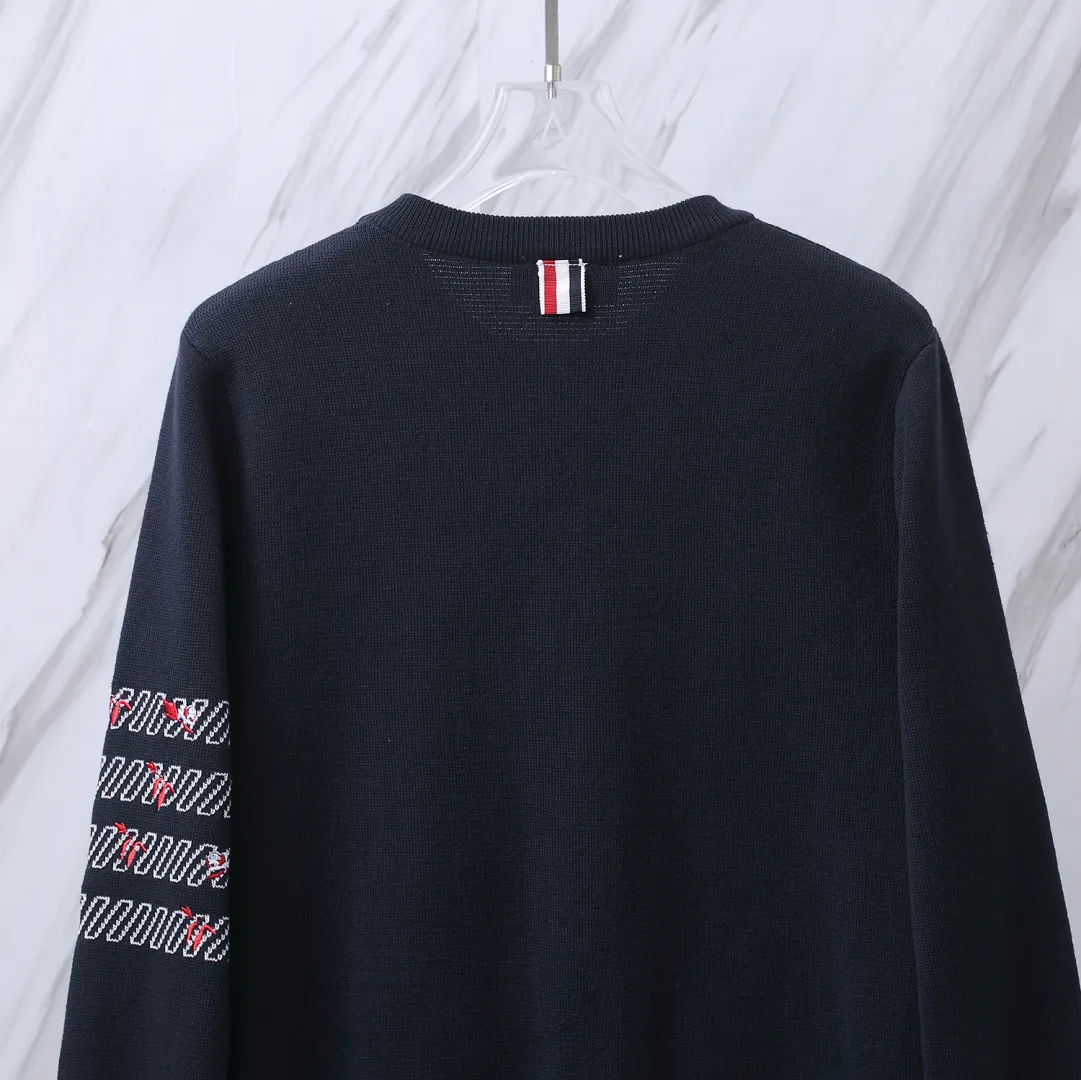 Floral Embroidery 4-Bar Crew-Neck Sweater D24013101 — view 6