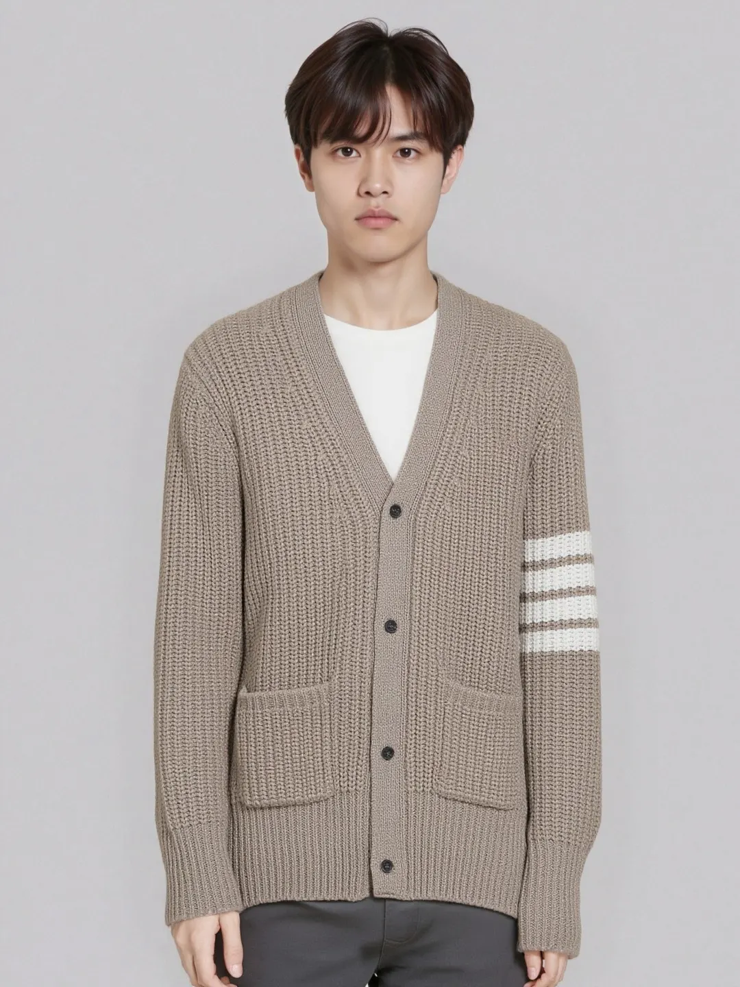 4-Bar Stripe Cashmere-Blend Cardigan D26513105 — view 2