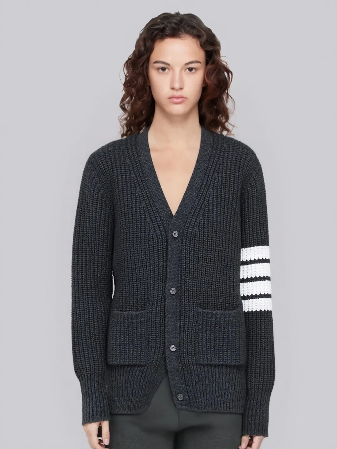 4-Bar Stripe Cashmere-Blend Cardigan D26513105 — view 4