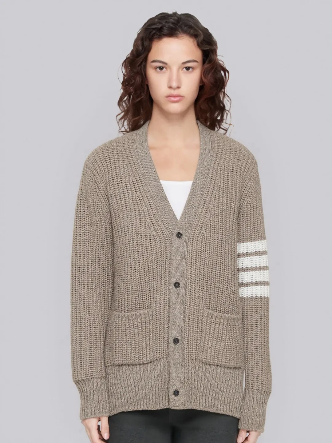 4-Bar Stripe Cashmere-Blend Cardigan D26513105 — view 5