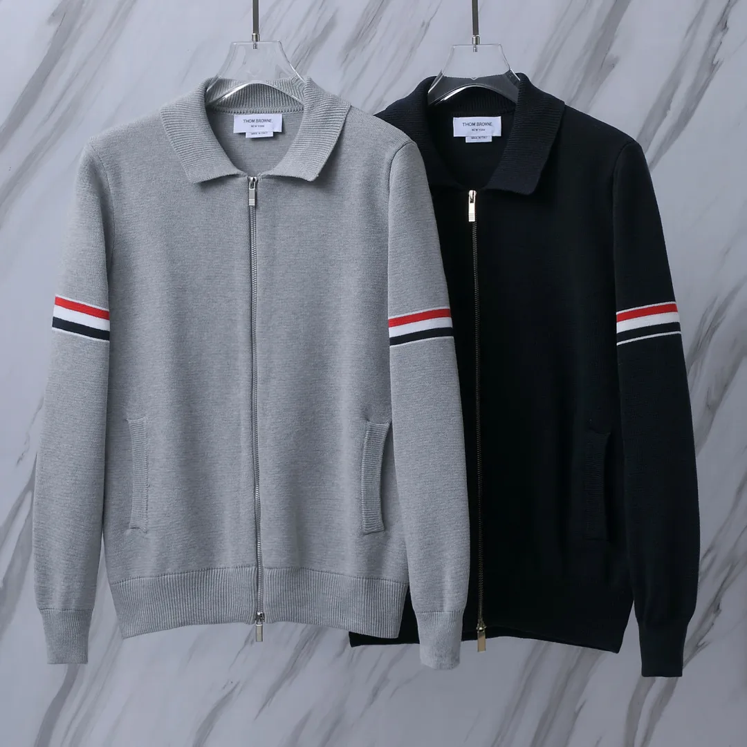 Thom Browne Striped Wool-Blend Zip-Up Knit Jacket D25513057