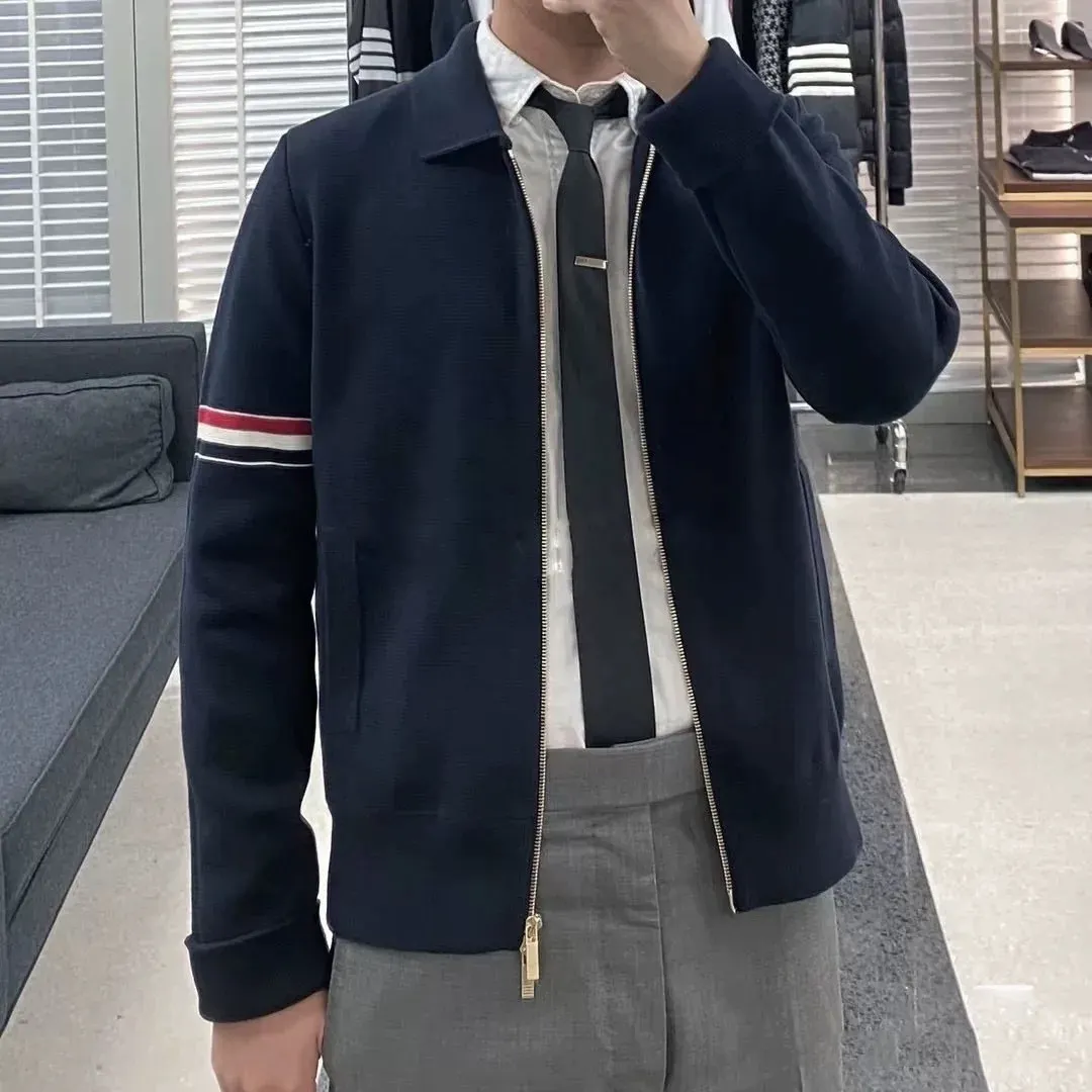 Striped Wool-Blend Zip-Up Knit Jacket D25513055