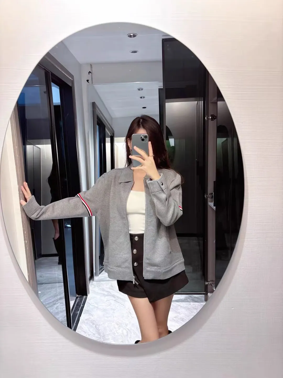 Striped Wool-Blend Zip-Up Knit Jacket D25513055 — view 4