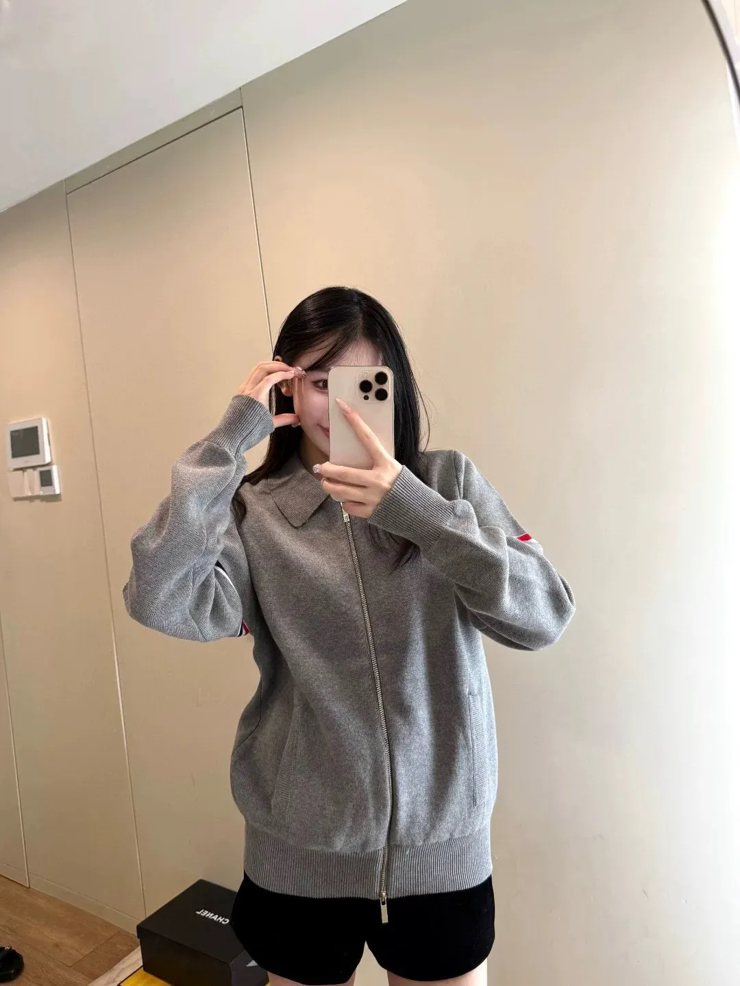Striped Wool-Blend Zip-Up Knit Jacket D25513055 — view 8