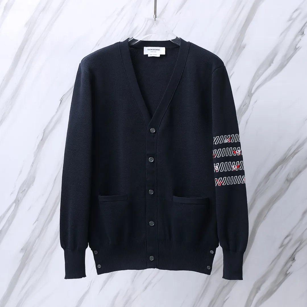 Floral Embroidery 4-Bar Stripe Knit Cardigan D25013093 — view 2
