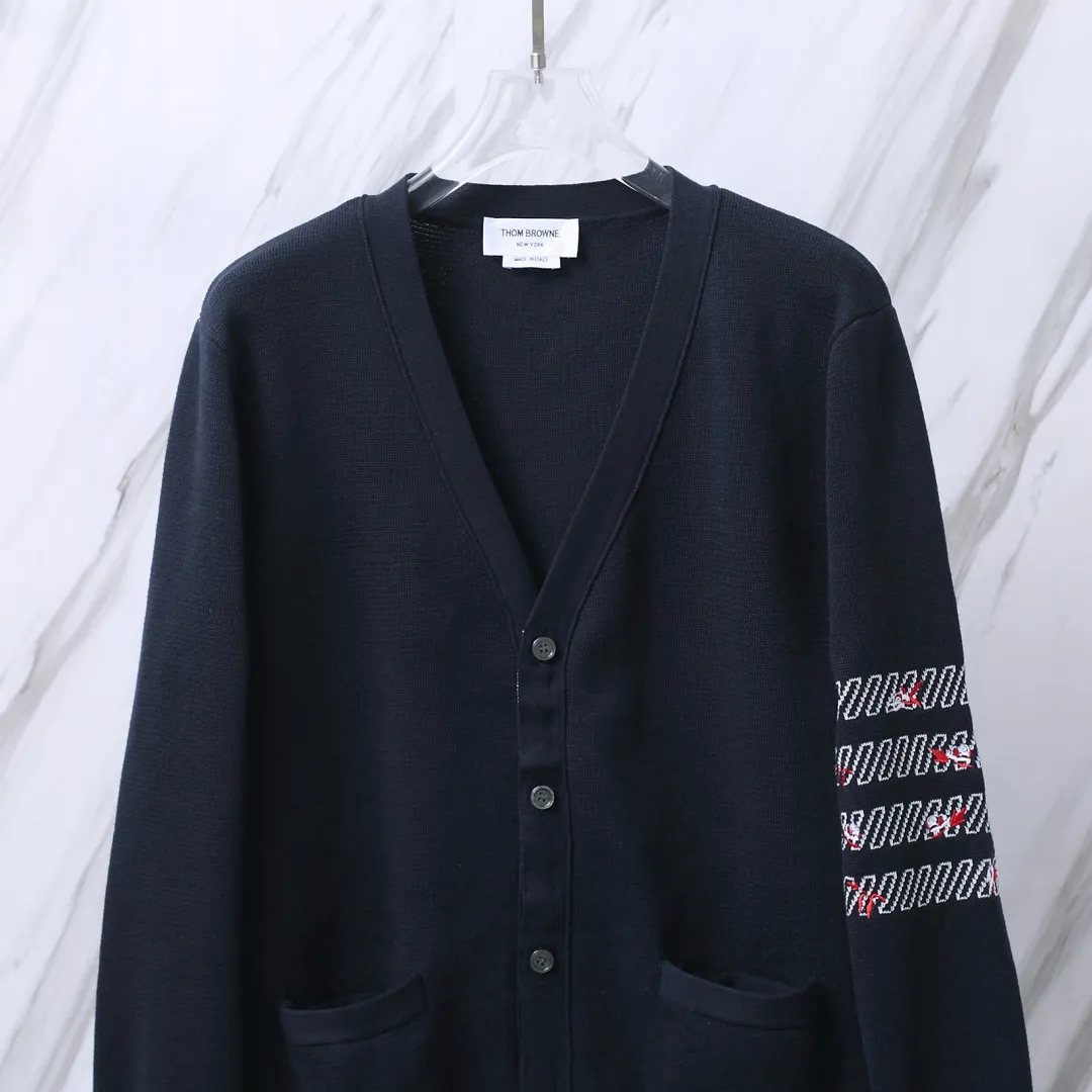 Floral Embroidery 4-Bar Stripe Knit Cardigan D25013093 — view 5