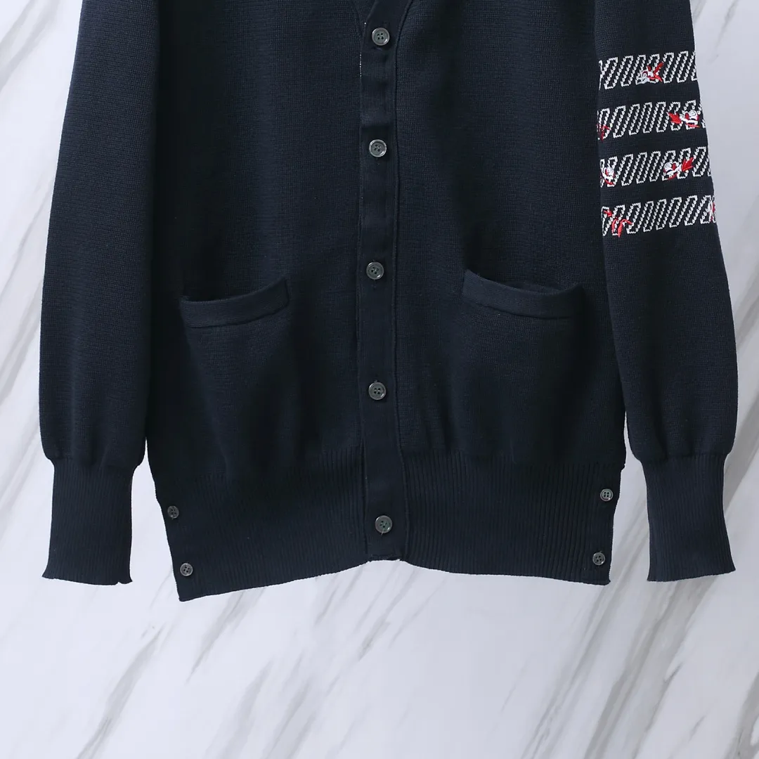 Floral Embroidery 4-Bar Stripe Knit Cardigan D25013093 — view 6