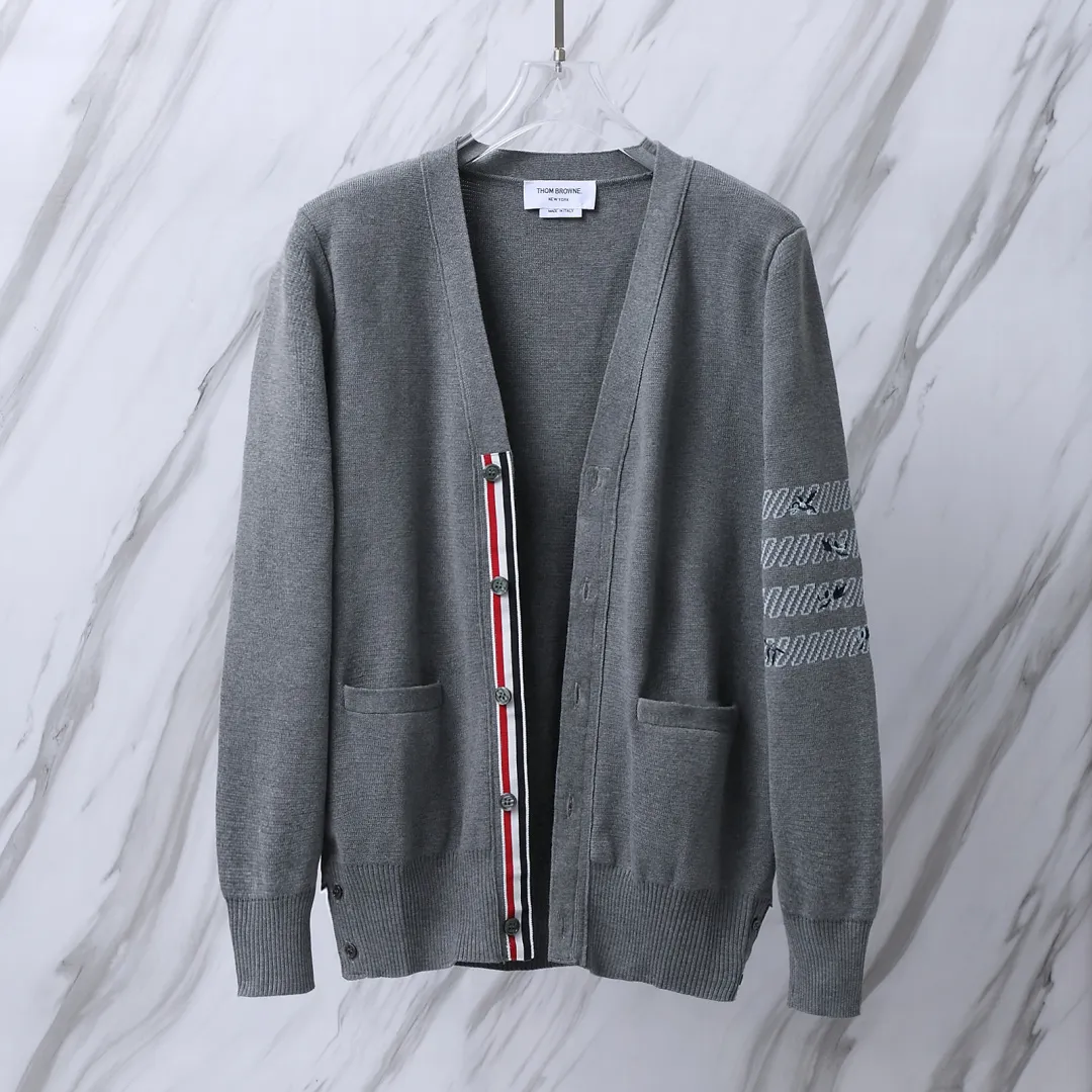Floral Embroidery 4-Bar Stripe Knit Cardigan D25013094 — view 3