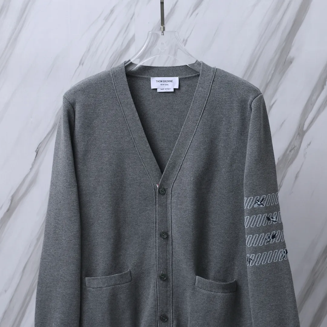 Floral Embroidery 4-Bar Stripe Knit Cardigan D25013094 — view 5