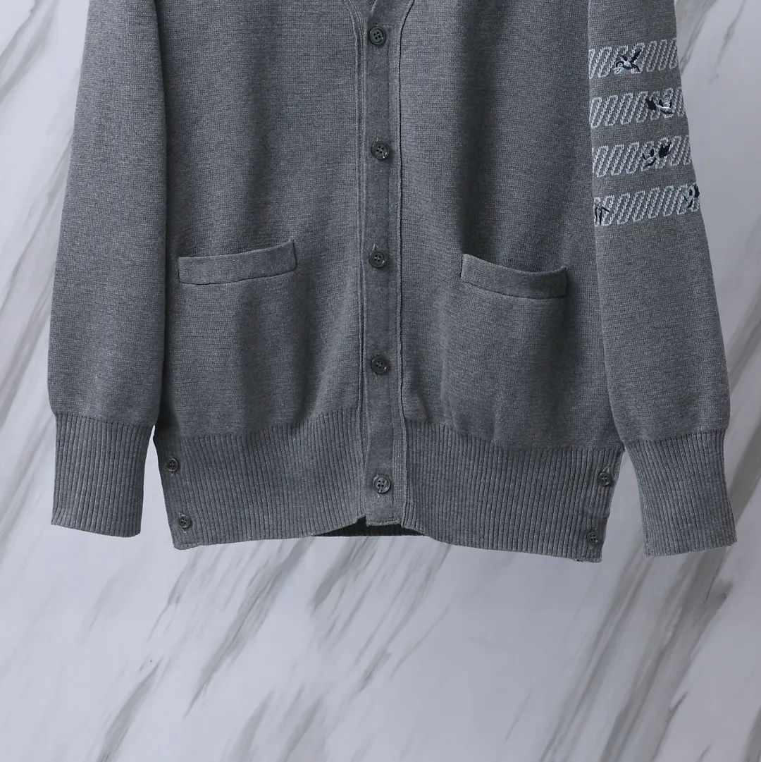 Floral Embroidery 4-Bar Stripe Knit Cardigan D25013094 — view 6