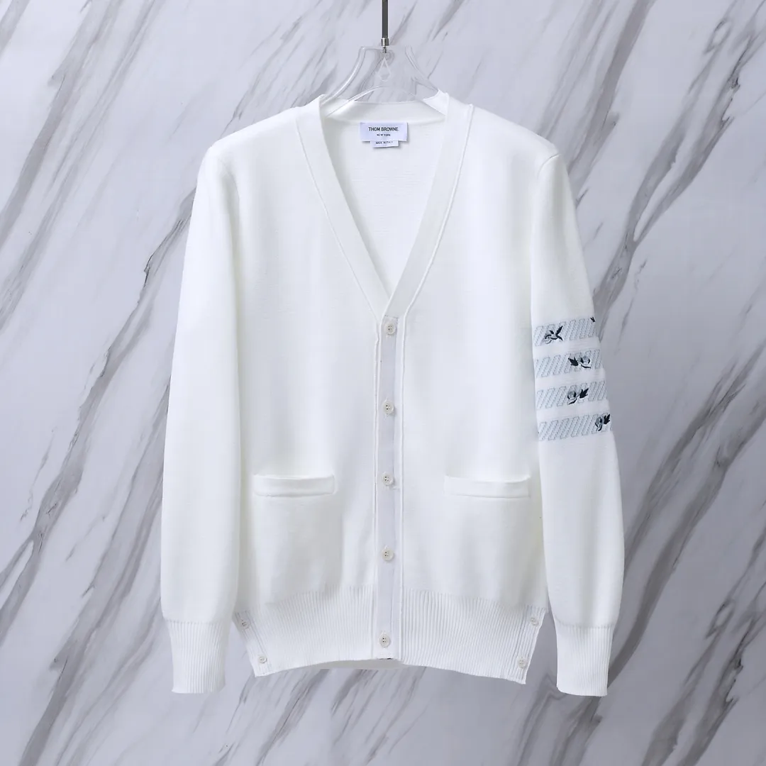 Floral Embroidery 4-Bar Stripe Knit Cardigan D25013095 — view 2