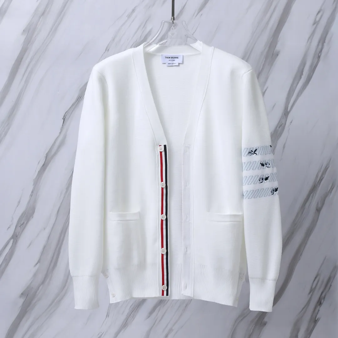 Floral Embroidery 4-Bar Stripe Knit Cardigan D25013095 — view 3