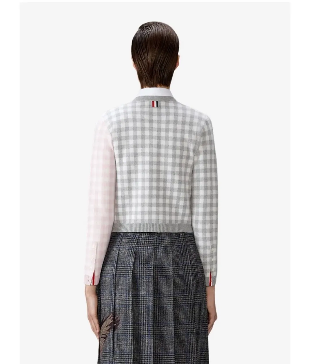 Gingham Merino Wool-Blend Cardigan D24513060 — view 2