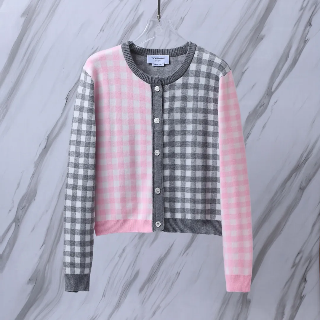 Gingham Merino Wool-Blend Cardigan D24513061