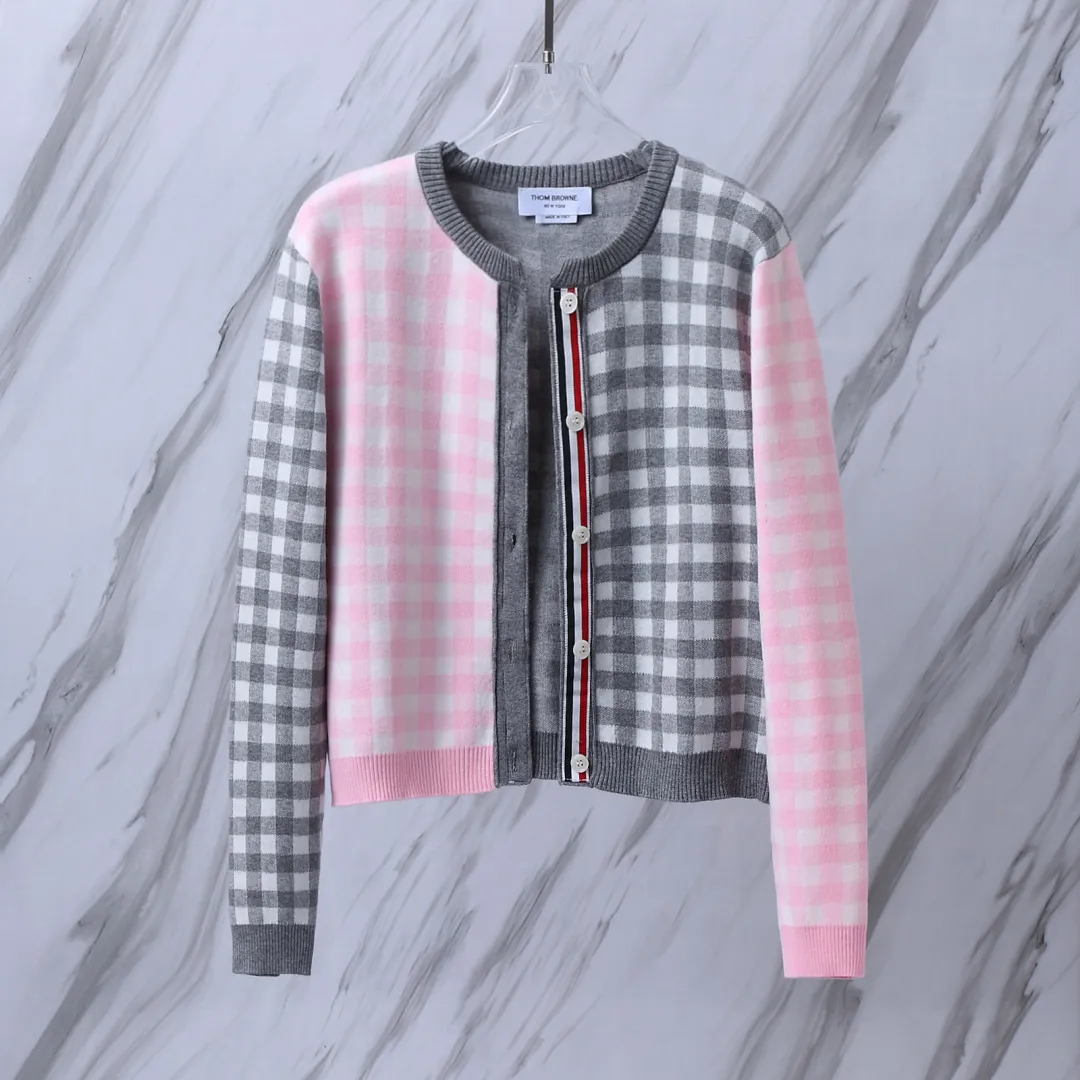 Gingham Merino Wool-Blend Cardigan D24513061 — view 2