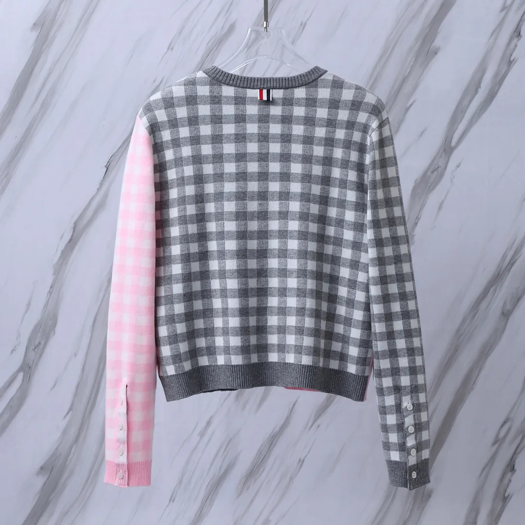 Gingham Merino Wool-Blend Cardigan D24513061 — view 3