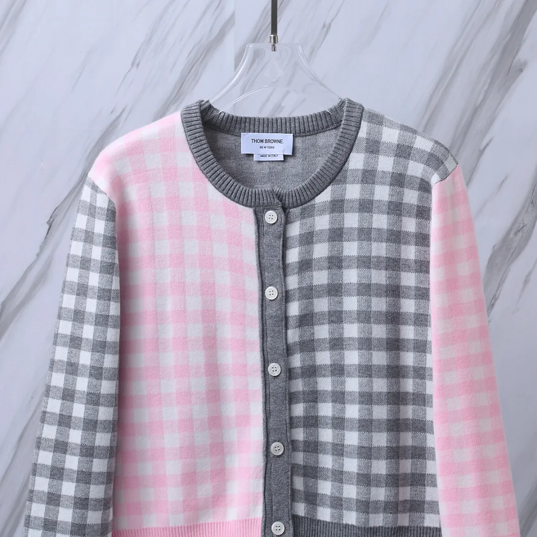 Gingham Merino Wool-Blend Cardigan D24513061 — view 4