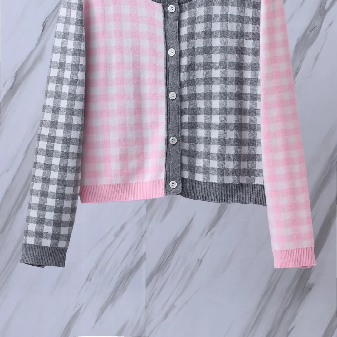 Gingham Merino Wool-Blend Cardigan D24513061 — view 5