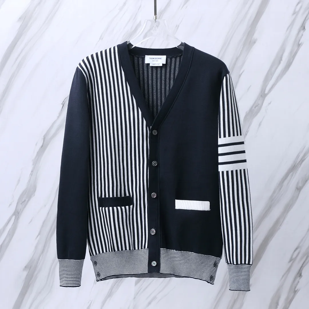 Striped Wool-Blend V-Neck Cardigan D25513080 — view 2