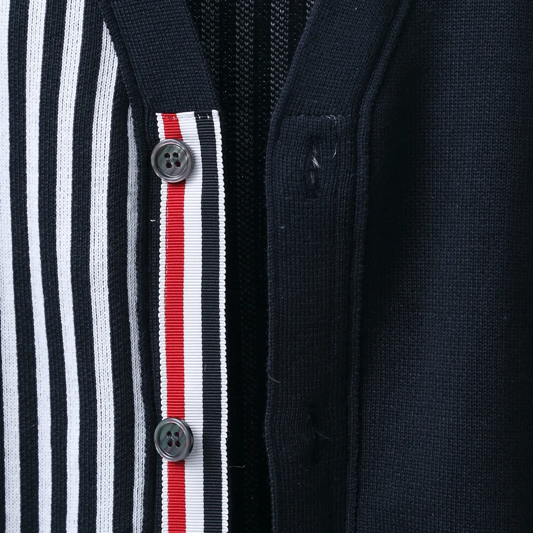 Striped Wool-Blend V-Neck Cardigan D25513080 — view 9
