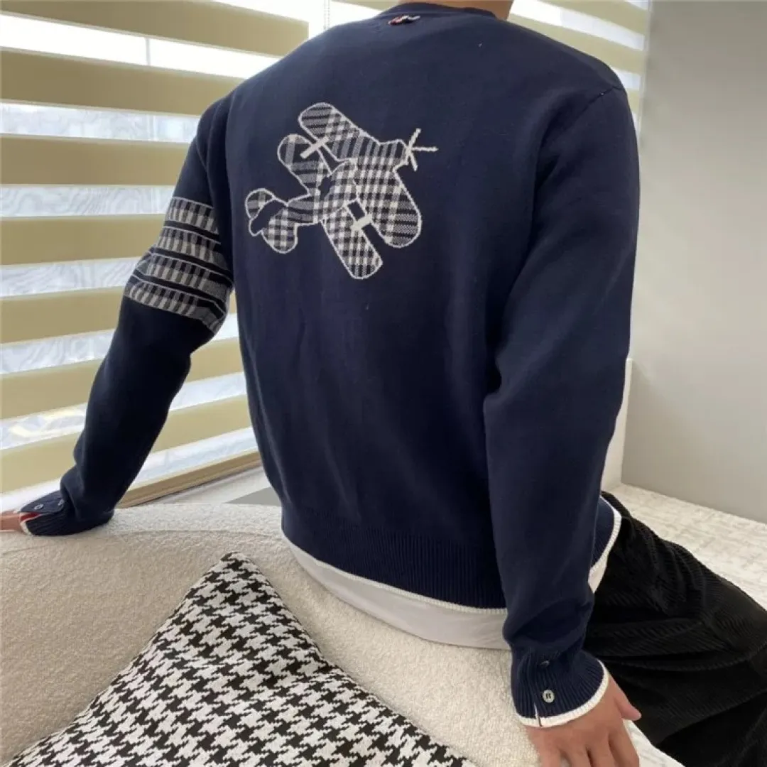 Airplane Intarsia Wool-Blend V-Neck Cardigan D25513082 — view 4