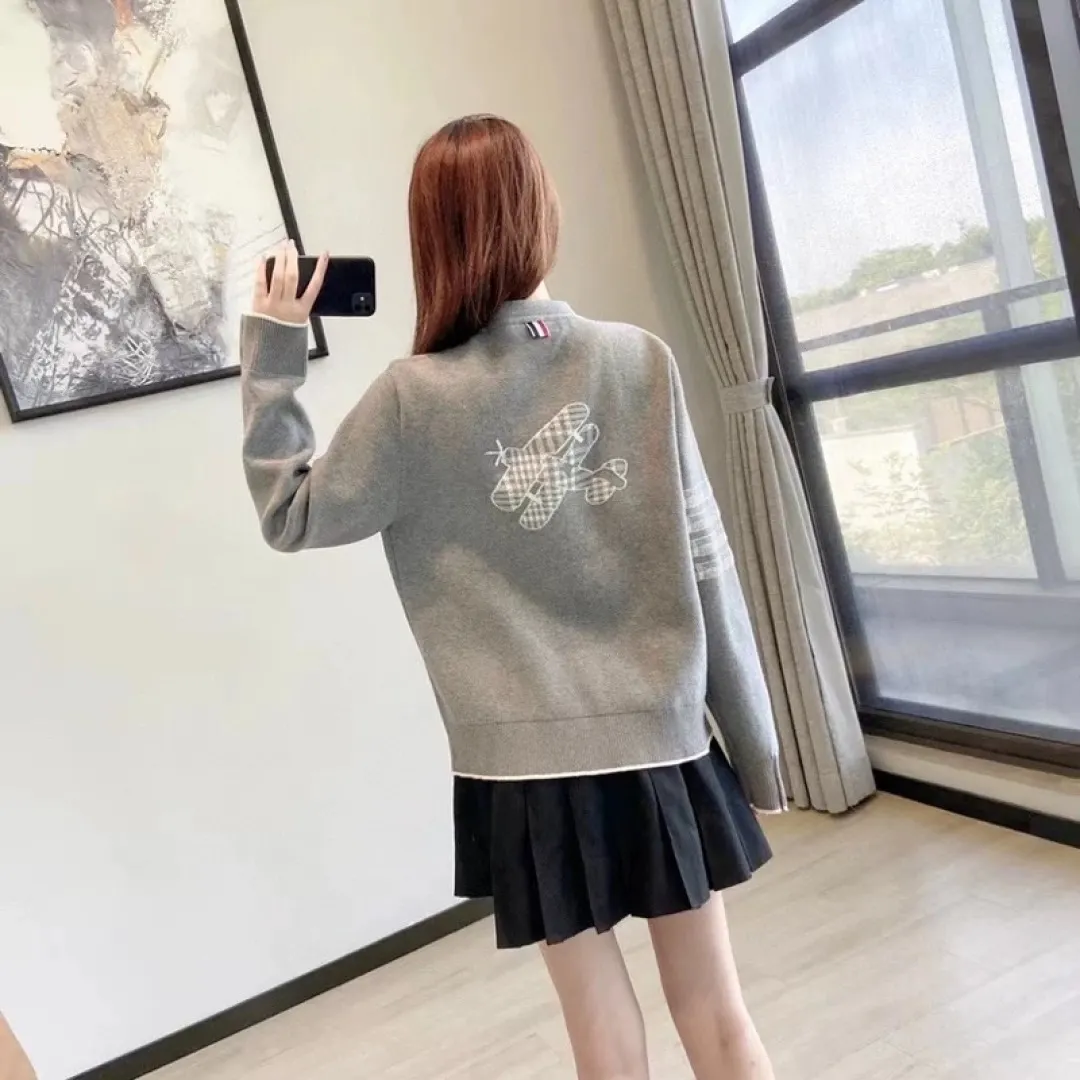Airplane Intarsia Wool-Blend V-Neck Cardigan D25513082 — view 9