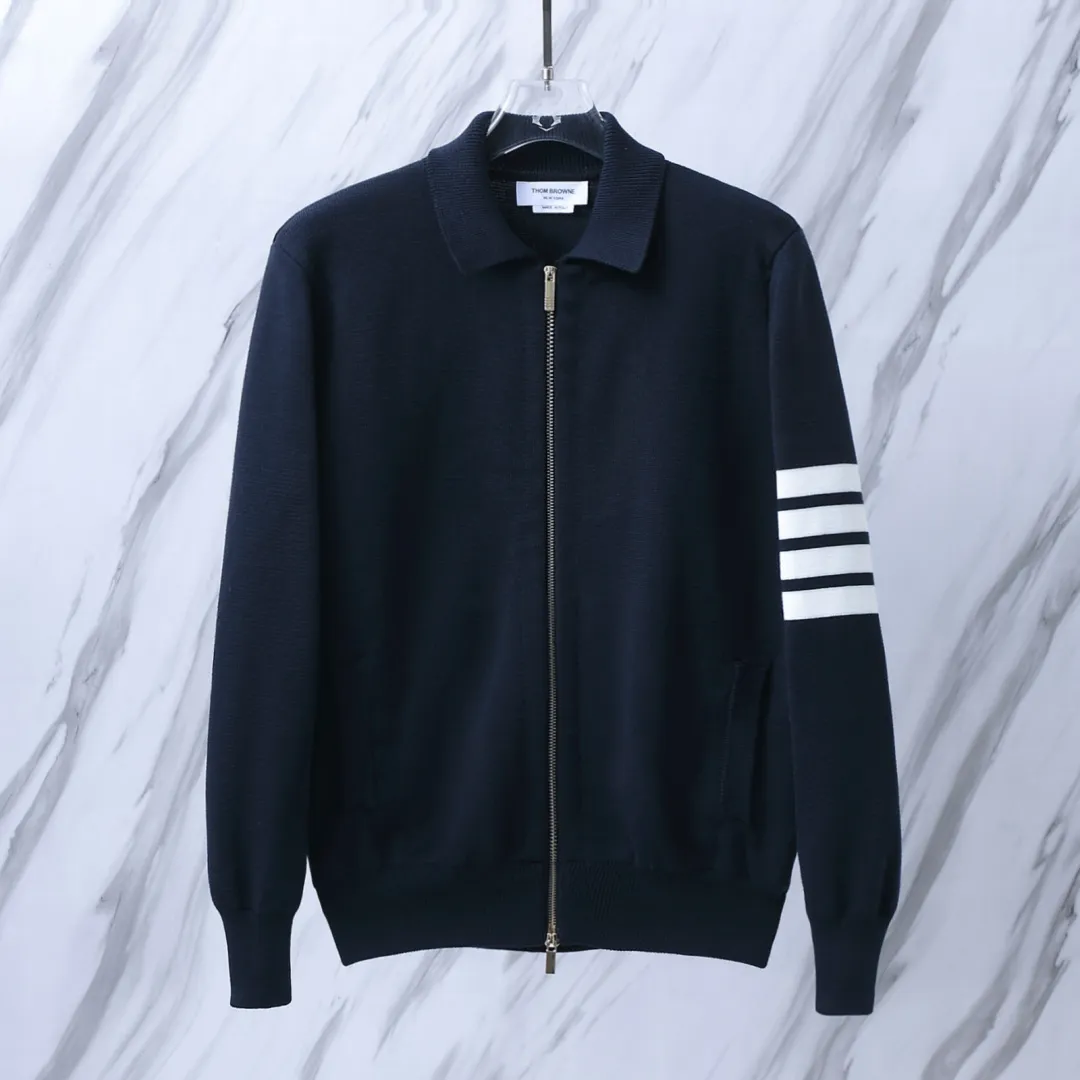 4-Bar Stripe Zip-Up Wool-Blend Cardigan D25513053 — view 2