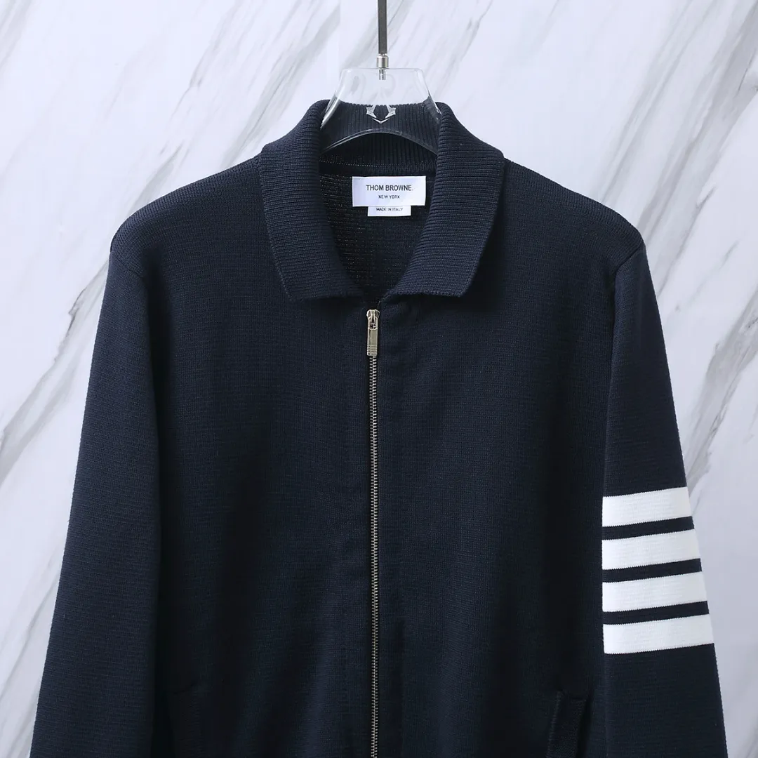 4-Bar Stripe Zip-Up Wool-Blend Cardigan D25513053 — view 4