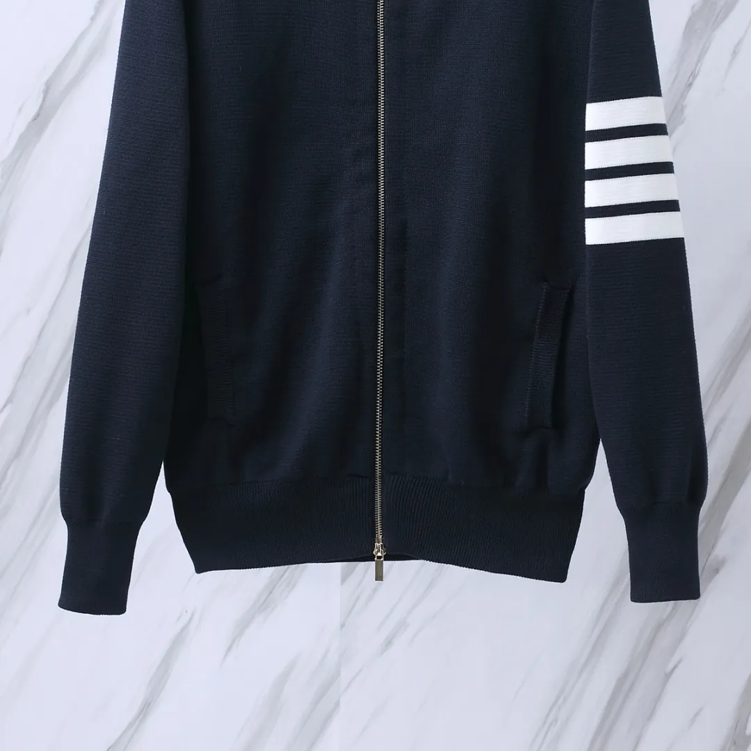 4-Bar Stripe Zip-Up Wool-Blend Cardigan D25513053 — view 5