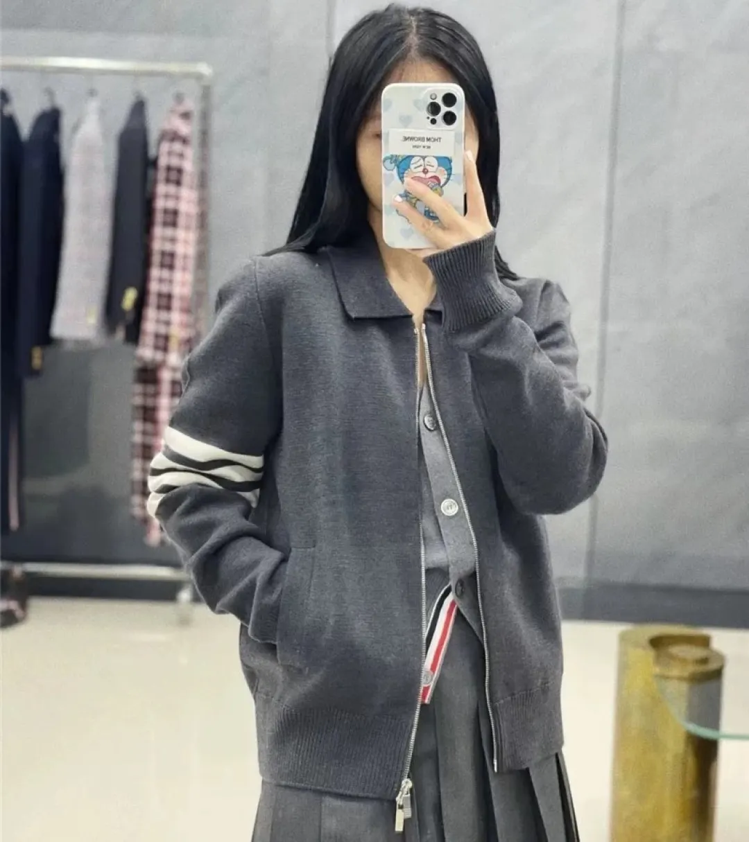 4-Bar Stripe Wool-Blend Zip-Up Cardigan D25513052 — view 9