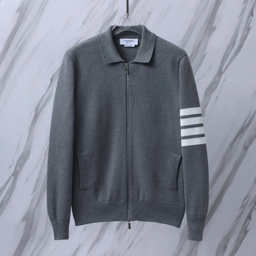 4-Bar Stripe Zip-Up Wool-Blend Cardigan D25513054 — view 2