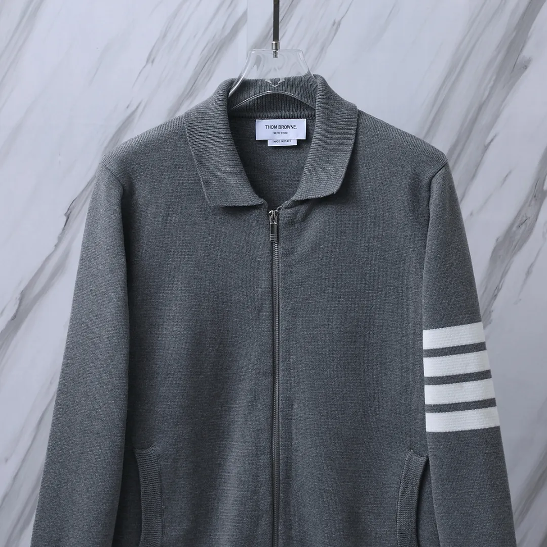 4-Bar Stripe Zip-Up Wool-Blend Cardigan D25513054 — view 4