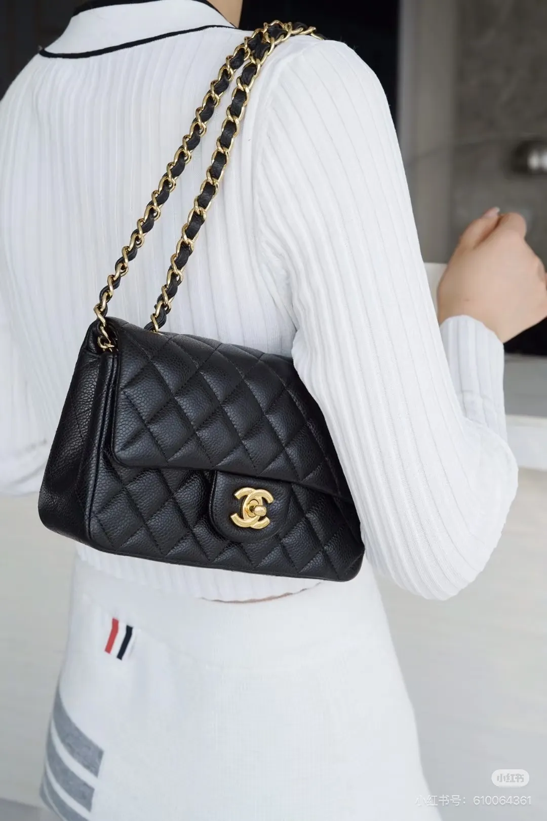 Chanel CF Mini Quilted Caviar Leather Flap Bag D30017959