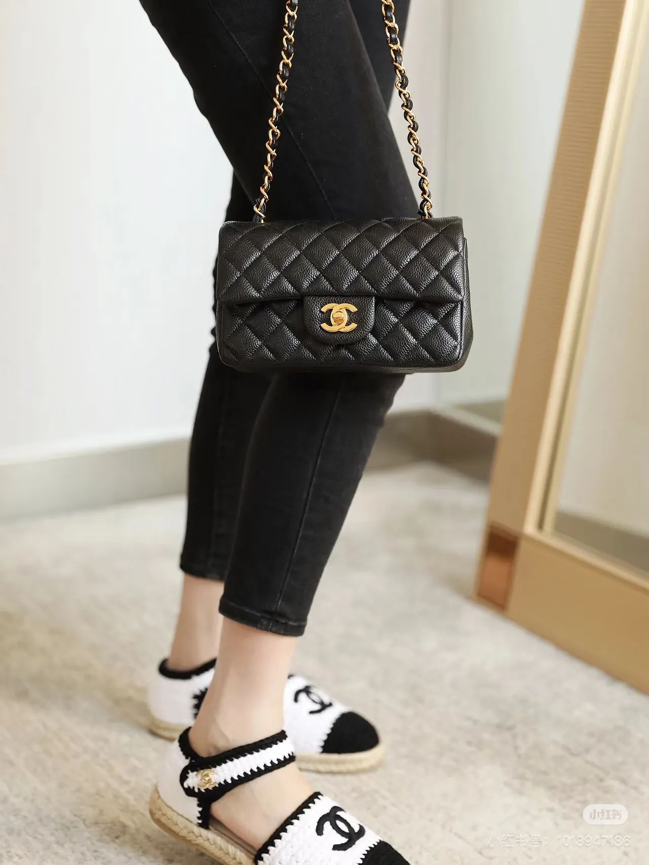 Chanel CF Mini Quilted Caviar Leather Flap Bag D30017959 — view 5