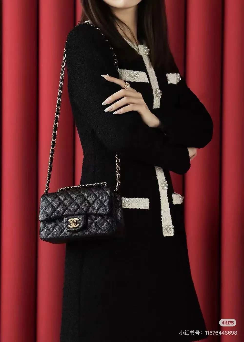 Chanel CF Mini Quilted Caviar Leather Flap Bag D30017959 — view 6