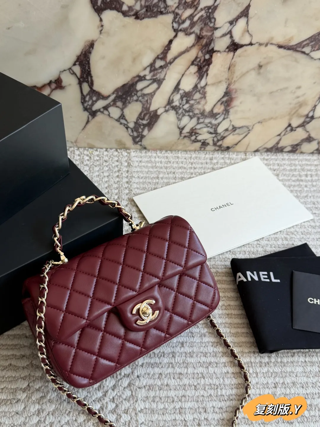 CF Handle Quilted Leather Bag D30018285 — view 12