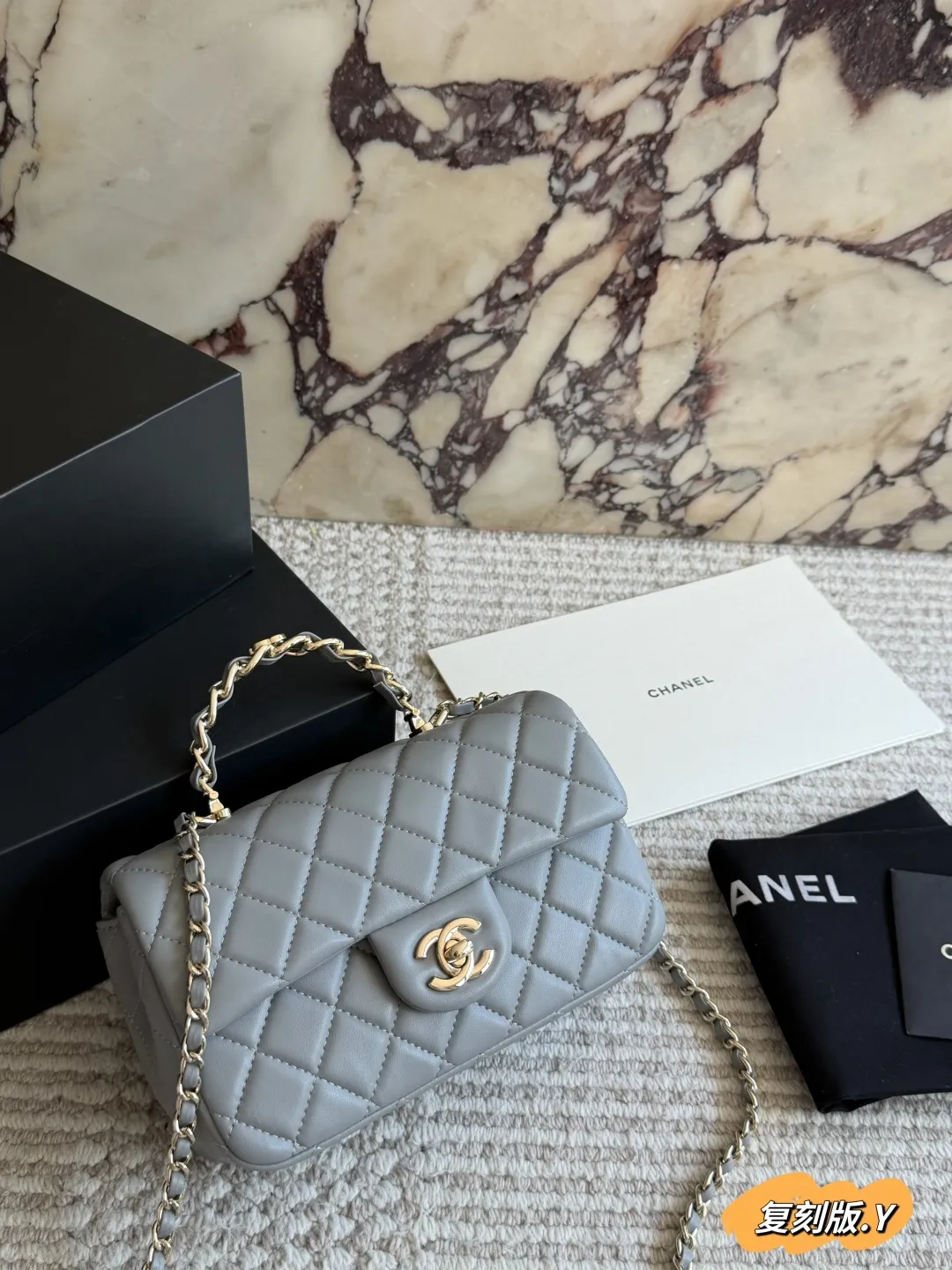 CF Handle Quilted Leather Bag D30018285 — view 14