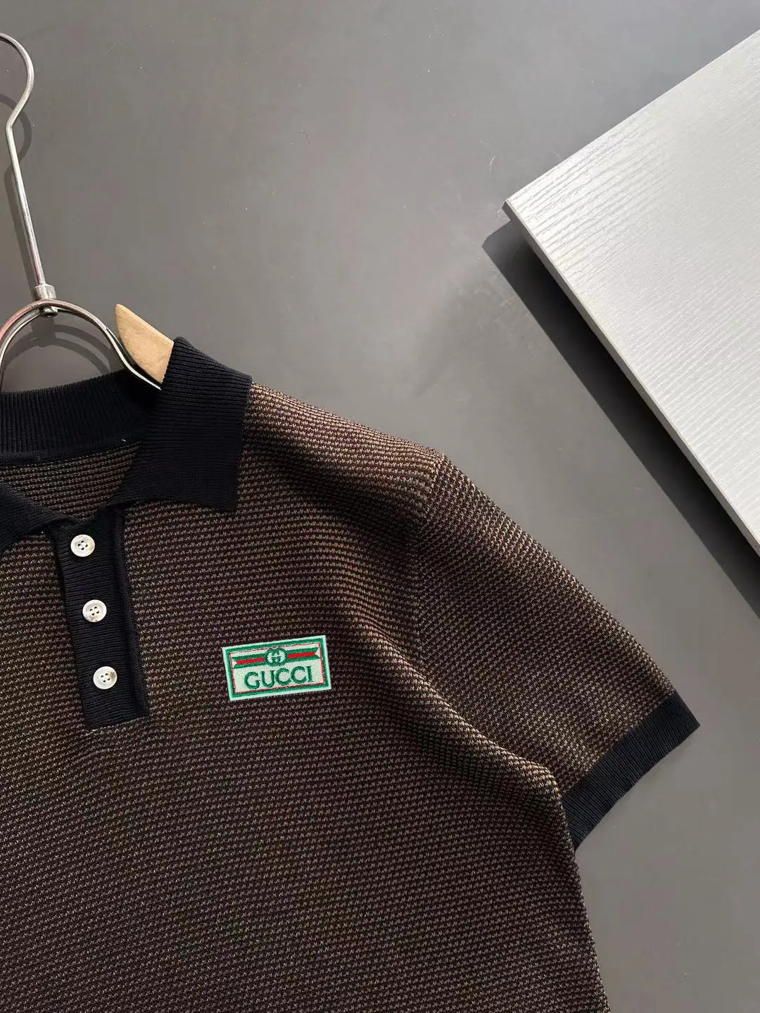 Textured Knit Striped Polo Shirt D20015254 — view 2