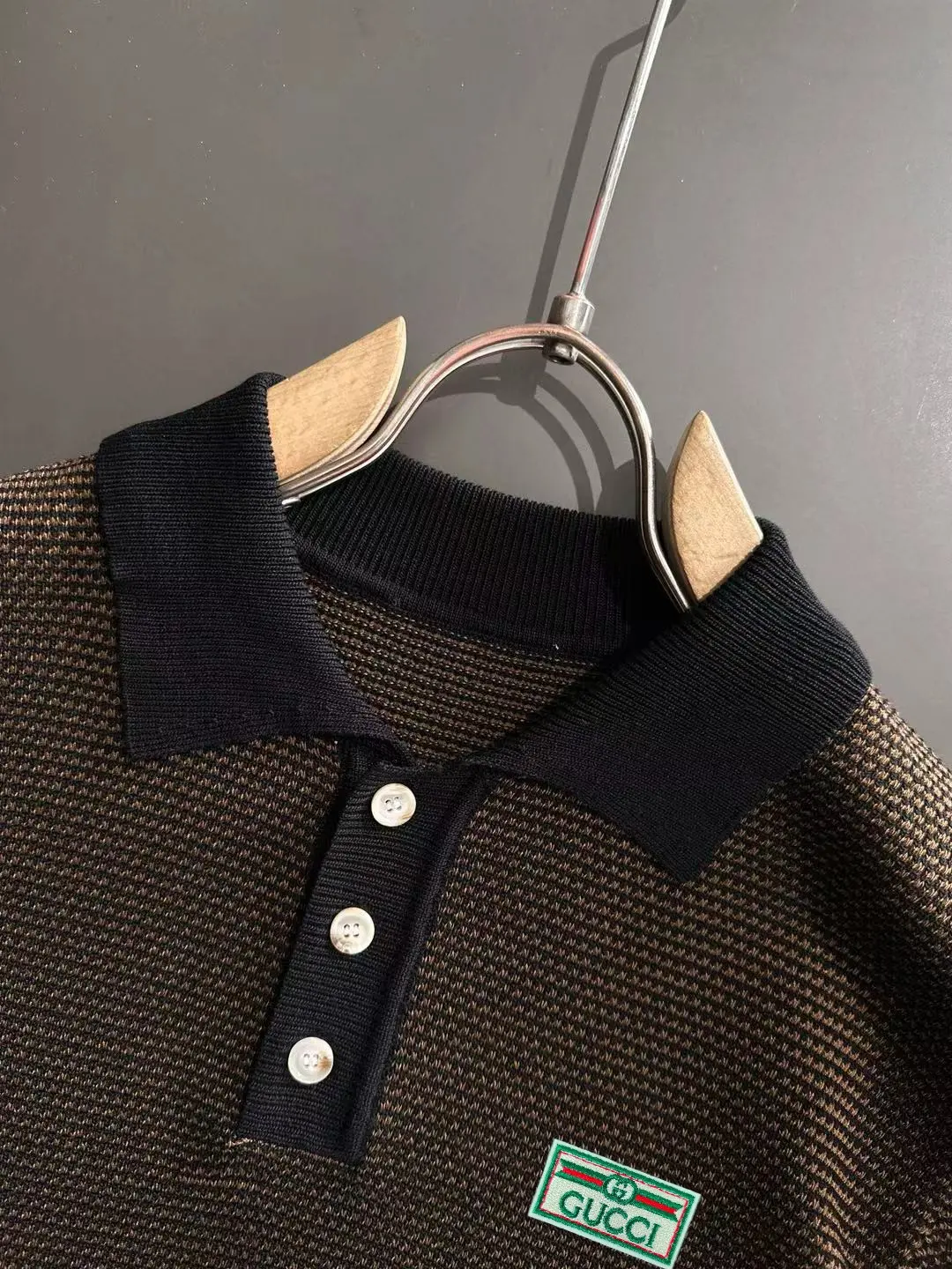 Textured Knit Striped Polo Shirt D20015254 — view 3