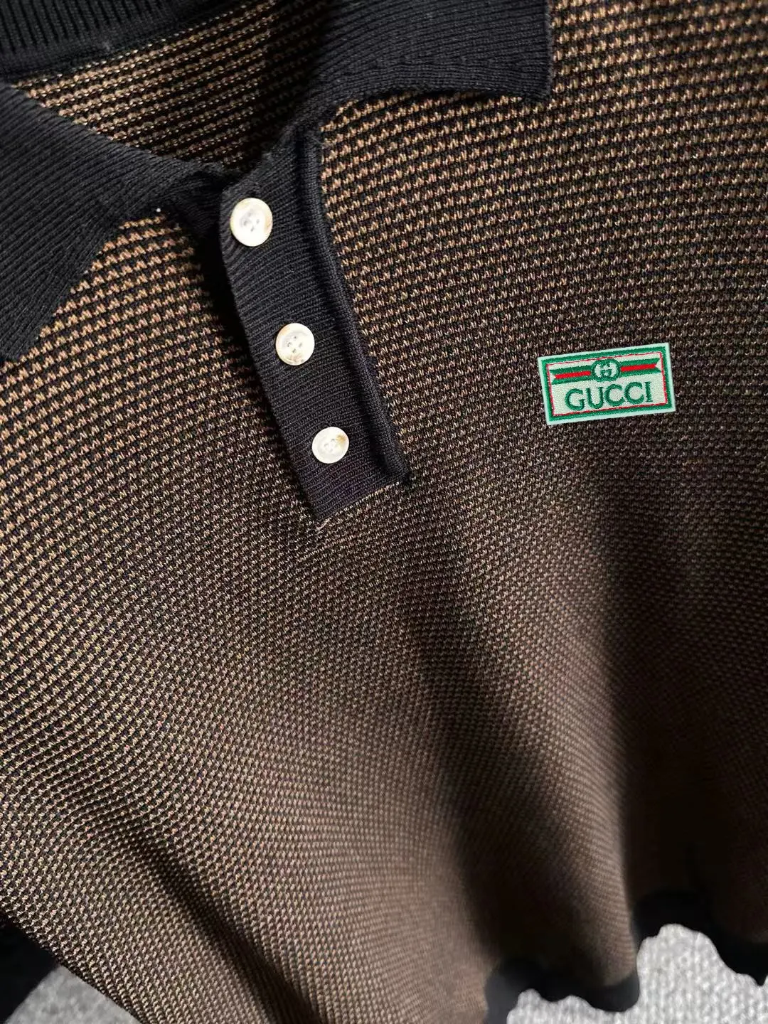 Textured Knit Striped Polo Shirt D20015254 — view 7