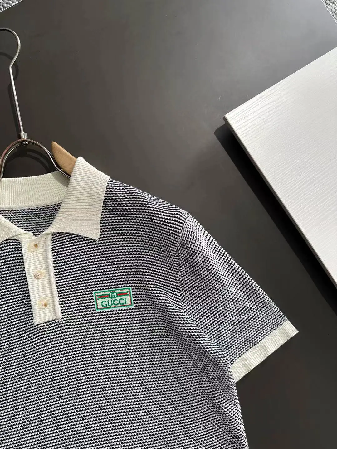 Textured Striped Knit Polo Shirt D20015253 — view 2