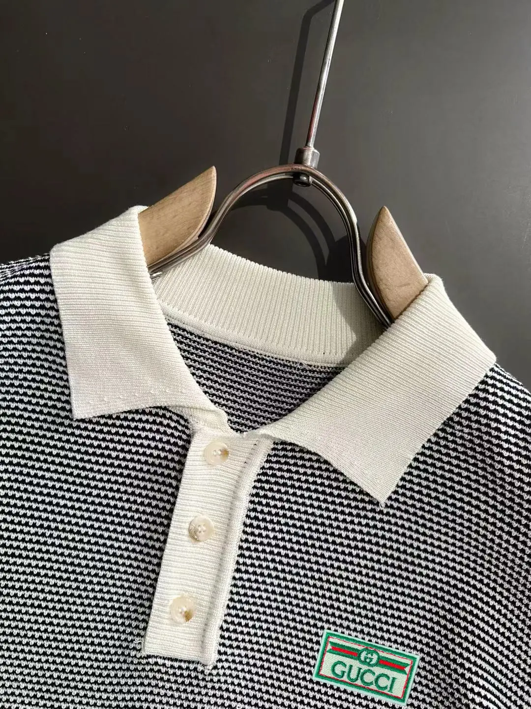 Textured Striped Knit Polo Shirt D20015253 — view 3