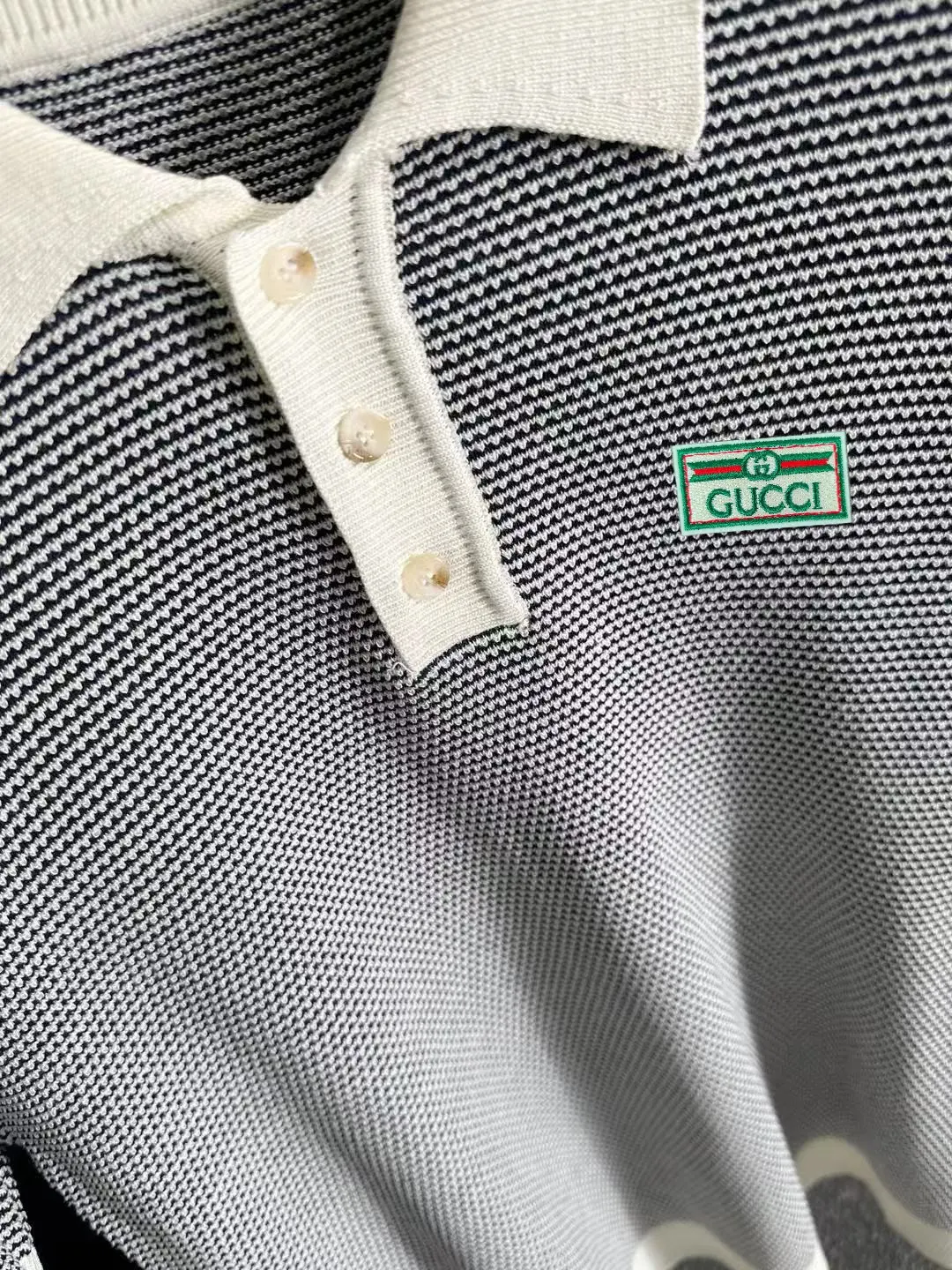 Textured Striped Knit Polo Shirt D20015253 — view 7