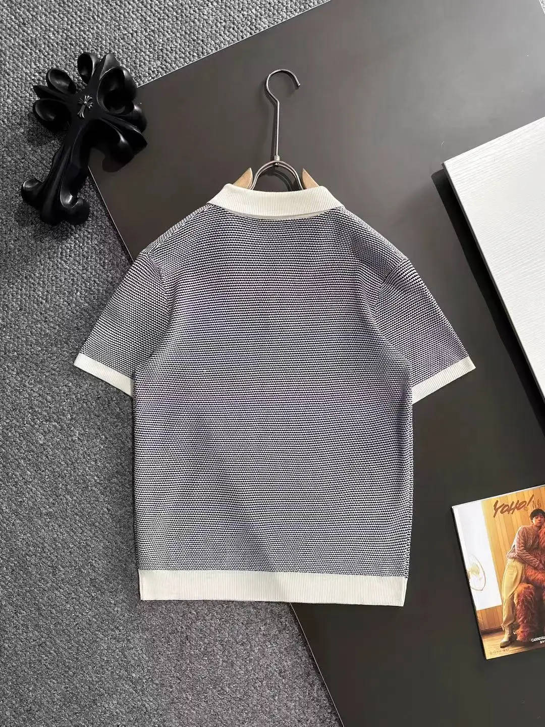 Textured Striped Knit Polo Shirt D20015253 — view 9