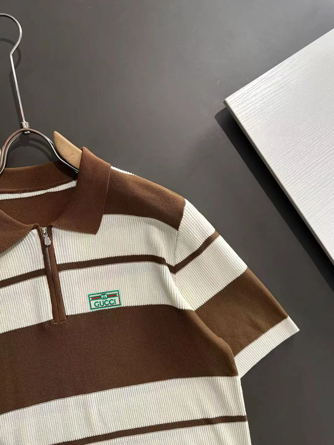 Striped Knit Half-Zip Polo Shirt D20015332 — view 2