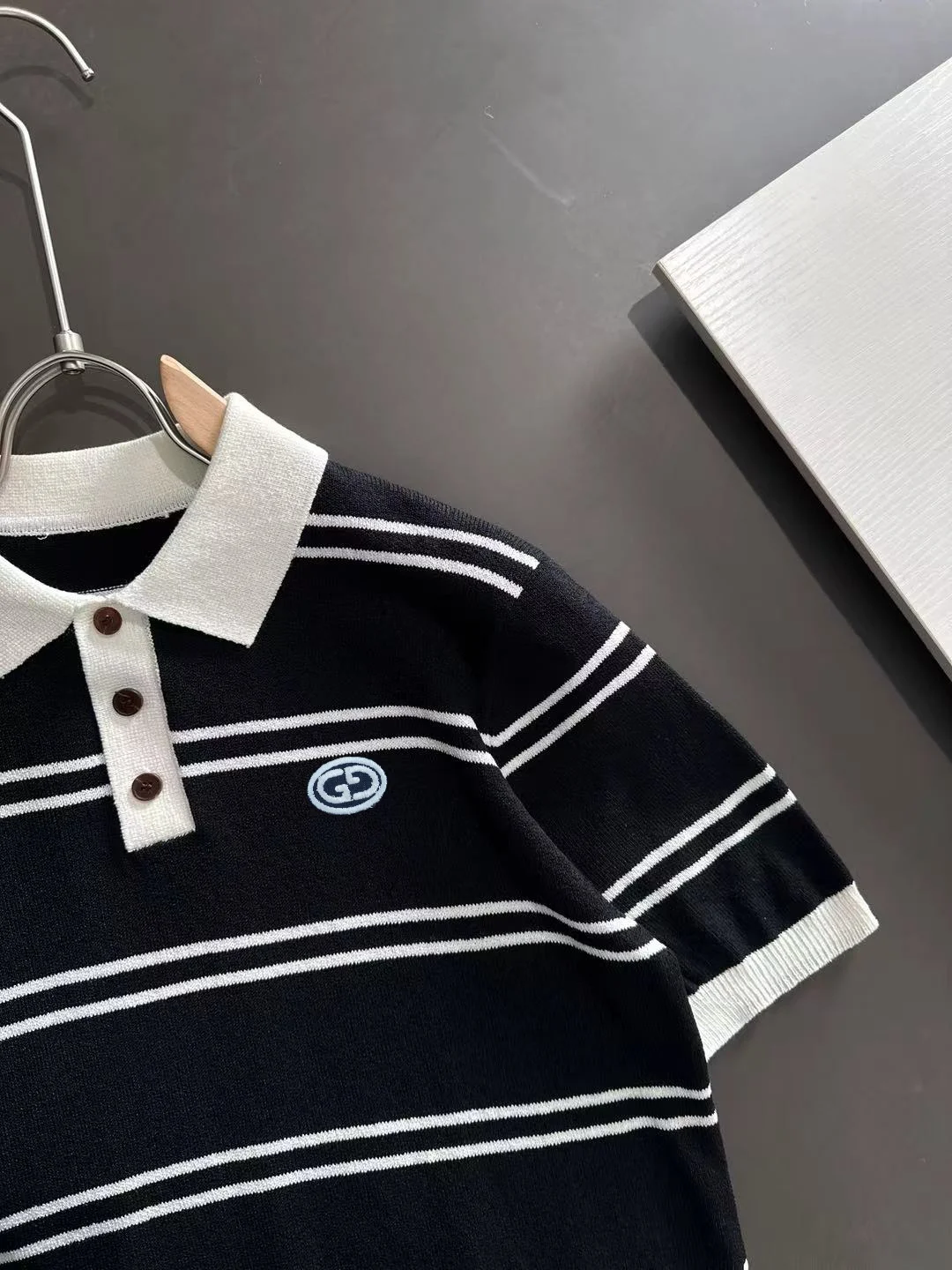 Striped Knit Cotton Polo Shirt D20015261 — view 2